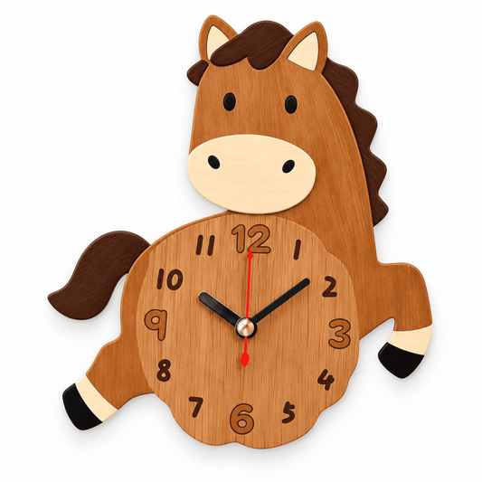 Horloge de Bureau en Bois Cheval – Silencieuse et Décorative