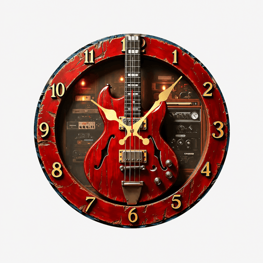 Horloge Murale Guitare Silencieuse – Design Rock Vintage