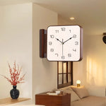 Horloge Murale d'Angle Double Face Carrée en Bois — Design Minimaliste Silencieux - Vignette | La Belle Horloge