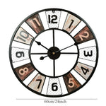 Grande Horloge Murale 60 cm en Métal — Cadran Effet Bois Patiné - Vignette | La Belle Horloge