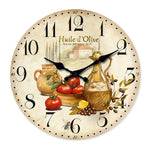 Horloge murale de cuisine style Provence — motif huile d'olive, silencieuse - Vignette | La Belle Horloge