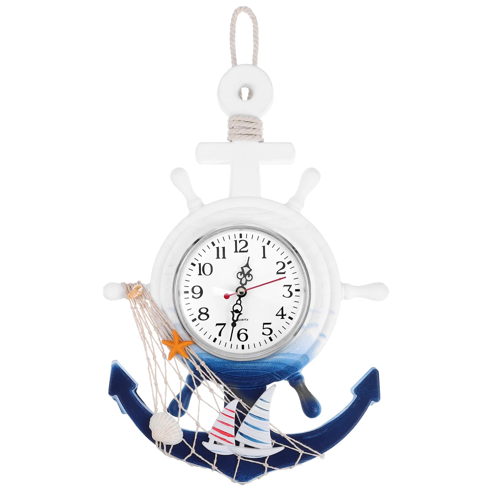 Horloge Murale Contemporaine Avec Ancre De Gouvernail, Décoration Vintage, Bateau, Bureau Suspendu En Bois