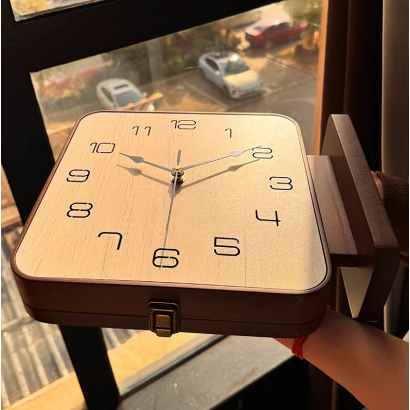2025 Modern Dual-Sided Wall Clock Minimalist Corner Hanging Timepiece Contemporary Silent Non-Ticking Pendulum Living Room Decor