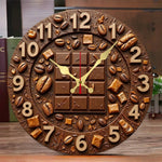 Horloge murale de cuisine en bois — motif chocolat, silencieuse - Vignette | La Belle Horloge
