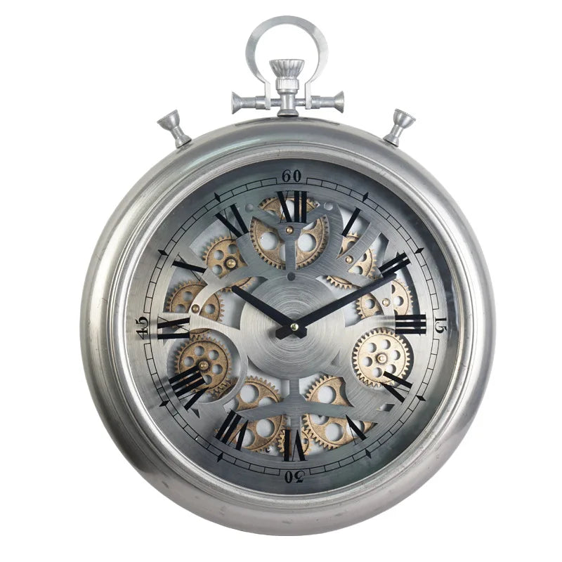Nouveau Métal Créatif Engrenage Horloge Murale Grande Taille Américain Rétro Horloge Murale Salon Européen Luxe Décoratif Quartz Horloge Murale