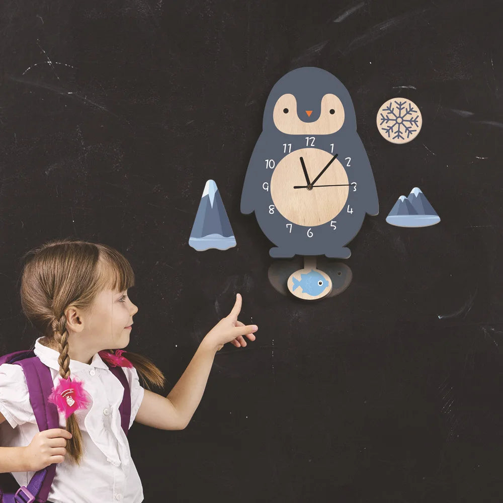 Rocket Pendulum Wall Clock Wall Mount Dinosaur Wall Watch Cute Animals DIY Decor for Home Bedroom Bird PVC Children'S Gift