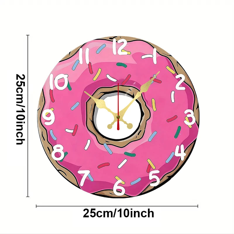 Horloge Murale Suspendue Silencieuse Ronde En Bois De Style Donut Rose, Adaptée Au Salon, Au Bureau, À Une Salle D'Étude, À La Chambre À Coucher, À La Décoration De La Maison