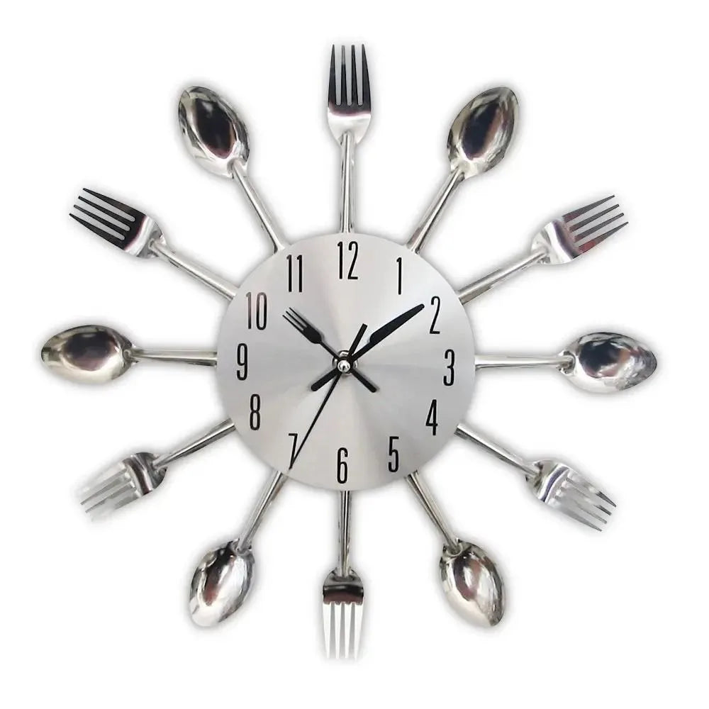 3D Cuillère Fourchette Horloge Murale Amovible Moderne Couverts Horloge Murale Créative Mode Décorative Horloge Salon