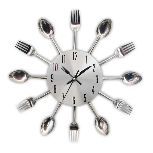 3D Cuillère Fourchette Horloge Murale Amovible Moderne Couverts Horloge Murale Créative Mode Décorative Horloge Salon