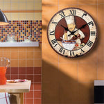 Horloge murale de cuisine rétro — chef cuisinier italien, silencieuse - Vignette | La Belle Horloge