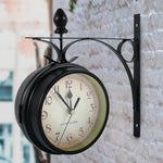 Horloge de Gare Double Face Rétro Vintage avec Potence - Vignette | La Belle Horloge