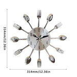 Horloge murale de cuisine couverts inox — design moderne, silencieuse - Vignette | La Belle Horloge