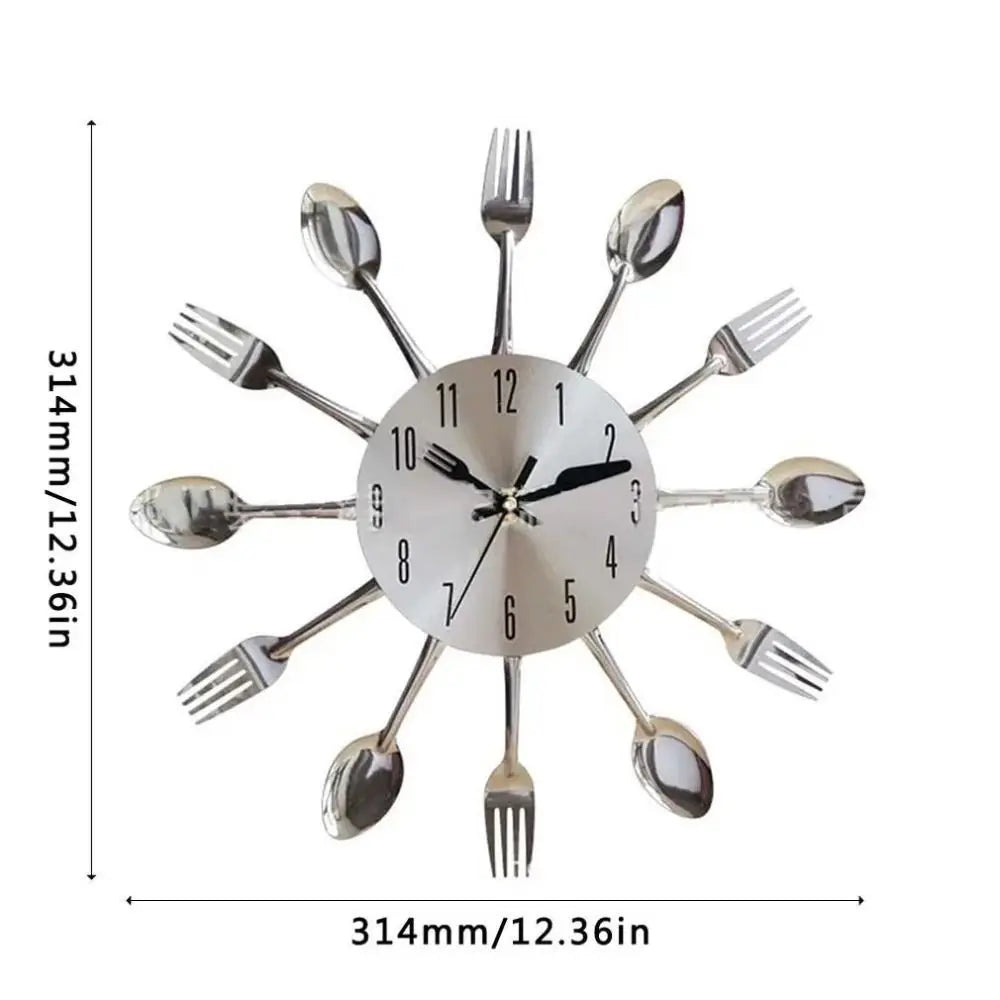 3D Cuillère Fourchette Horloge Murale Amovible Moderne Couverts Horloge Murale Créative Mode Décorative Horloge Salon