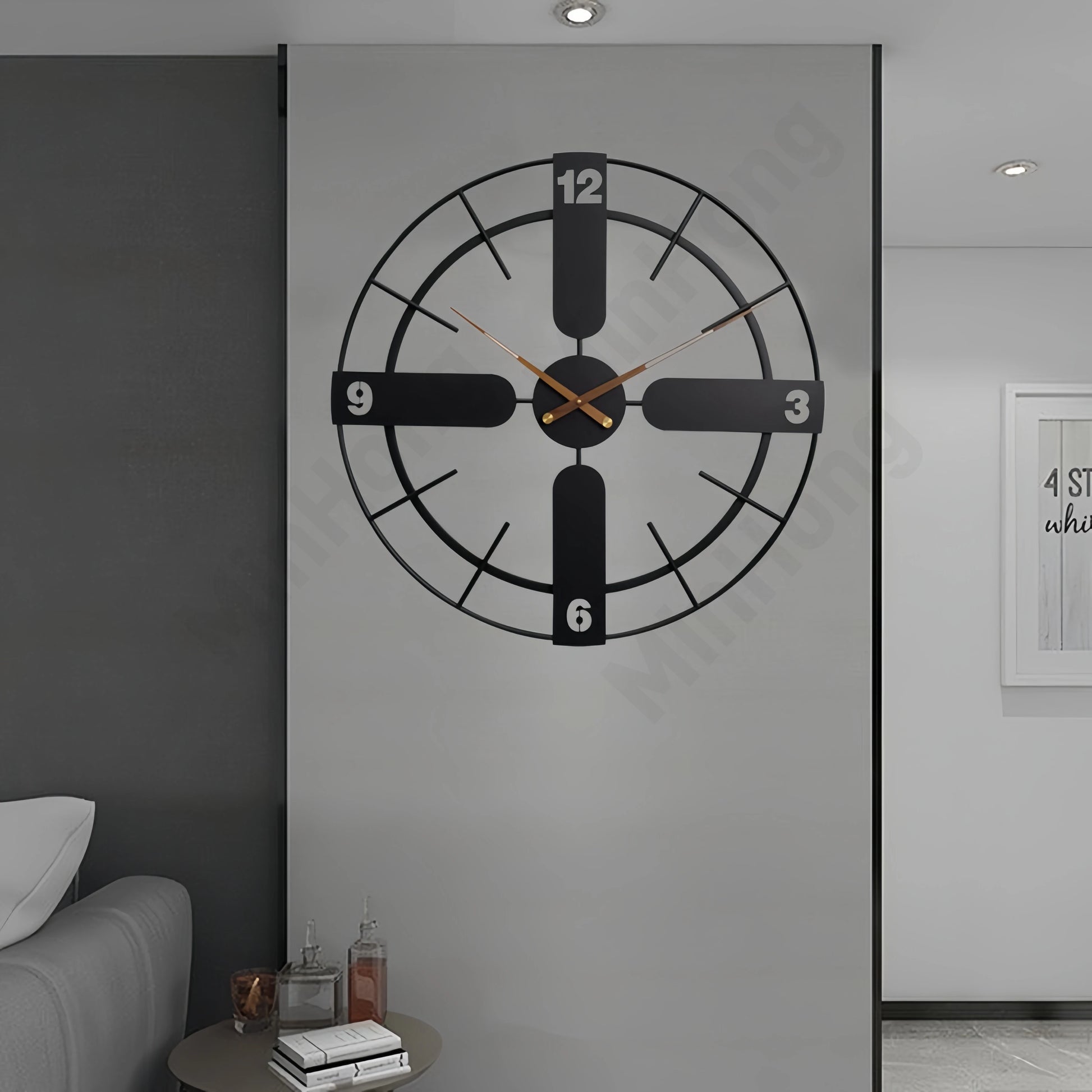 Simple Large Wall Clock Retro Iron round Clock Modern Living Room Kitchen Wall Decor Silent Hanging Watch Nordic Home Decoration