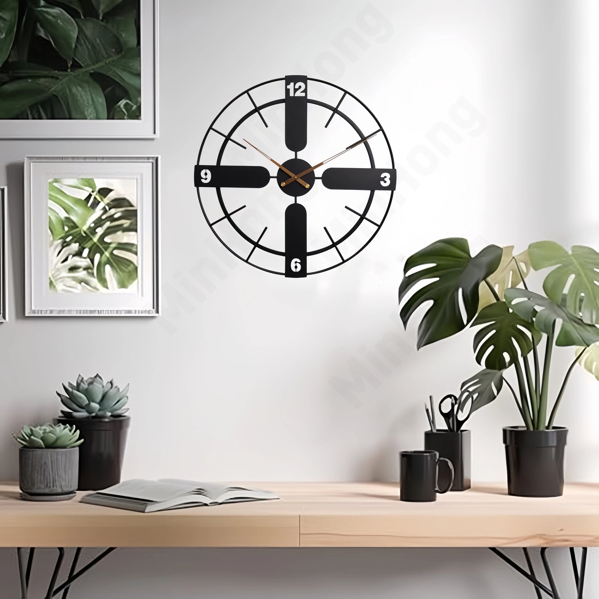 Simple Large Wall Clock Retro Iron round Clock Modern Living Room Kitchen Wall Decor Silent Hanging Watch Nordic Home Decoration