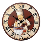 Horloge murale de cuisine rétro — chef cuisinier italien, silencieuse - Vignette | La Belle Horloge