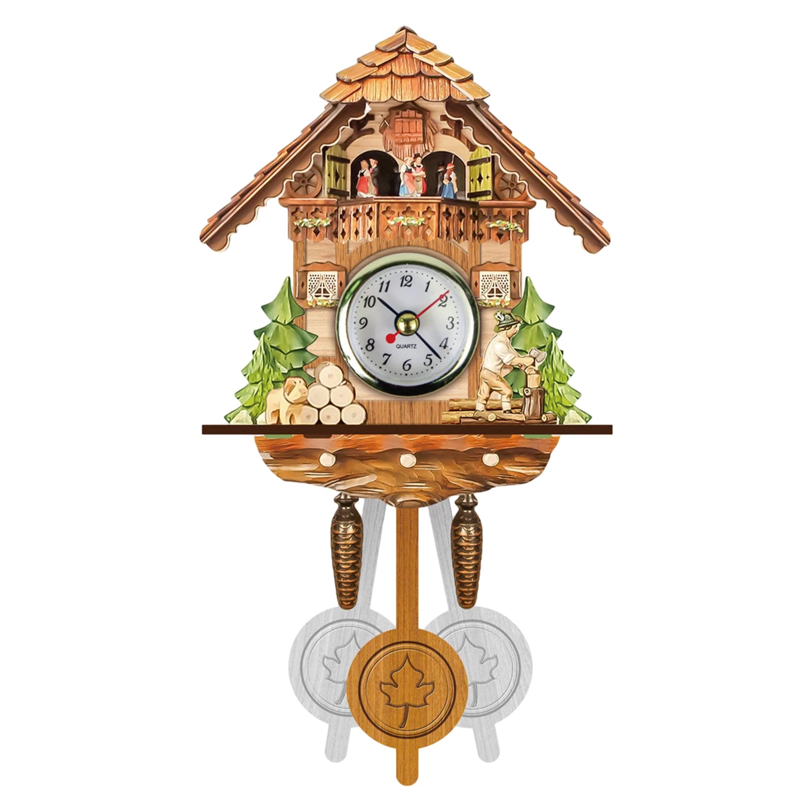 Bird Time Bell Swing Alarm Watch Imitation Wood Style with Easy-To-Read Dials Cuckoo Clock CM012