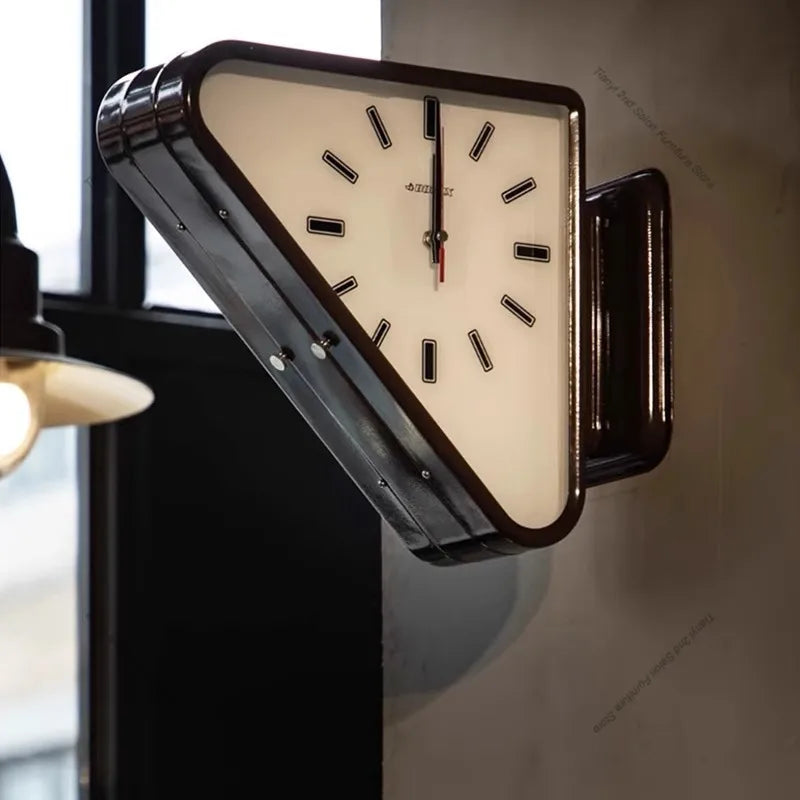 Japanese Metal Wall Clock Nordic Creative Living Room Design Wall Clock Corner Double-Sided Clock Home Decor Horloge Murale FYWC