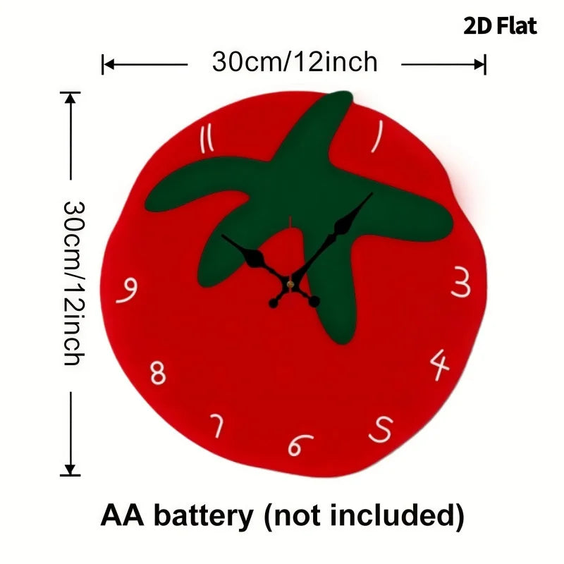 Horloge Murale Silencieuse Au Design Créatif De Tomate, Décoration De Salon, De Chambre À Coucher, De Bureau, De Cuisine Et De Café, Cadeau Pour La Famille Et Les Amis.