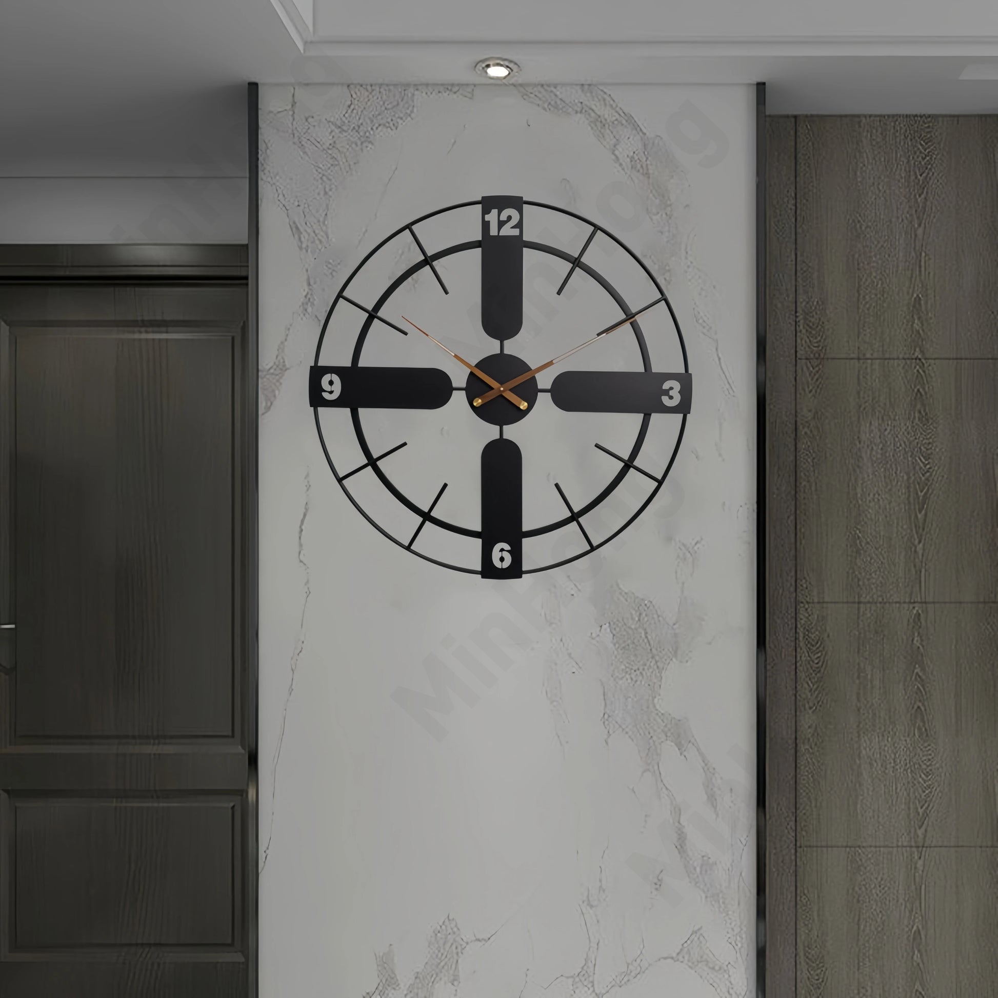 Simple Large Wall Clock Retro Iron round Clock Modern Living Room Kitchen Wall Decor Silent Hanging Watch Nordic Home Decoration