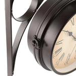 Horloge murale double face en fer forgé — style gare, potence 30 cm - Vignette | La Belle Horloge