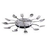 Horloge murale de cuisine couverts inox — design moderne, silencieuse - Vignette | La Belle Horloge