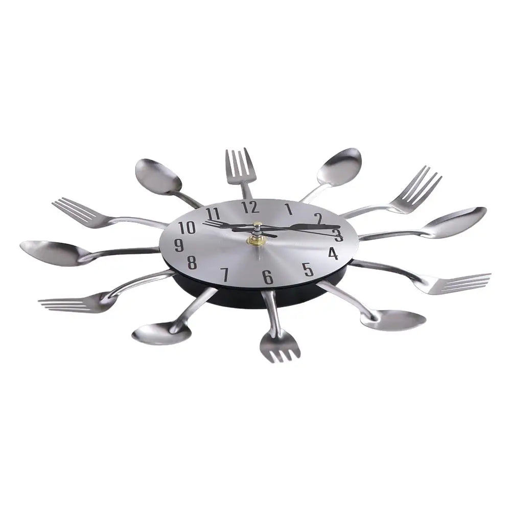 3D Cuillère Fourchette Horloge Murale Amovible Moderne Couverts Horloge Murale Créative Mode Décorative Horloge Salon