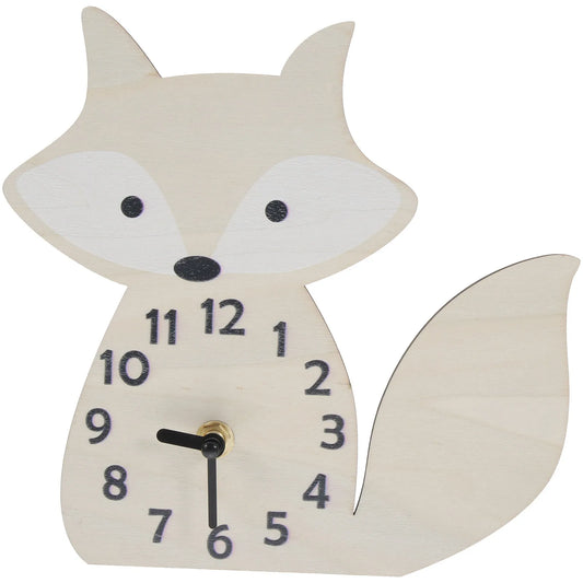 Cute Fox Wooden Wall Clock Mute Design Hanging Clock for Bedroom Living Room Home Decor Housewarming Gift Convenient Wall Clocks