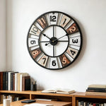 Grande Horloge Murale 60 cm en Métal — Cadran Effet Bois Patiné - Vignette | La Belle Horloge