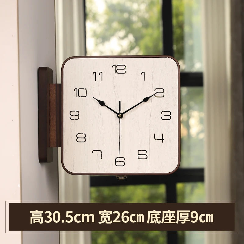 2025 Modern Dual-Sided Wall Clock Minimalist Corner Hanging Timepiece Contemporary Silent Non-Ticking Pendulum Living Room Decor