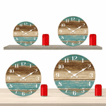 Horloge Murale "Lagon" – Design Planches de Bois Vintage & Bleu Océan - Vignette | La Belle Horloge
