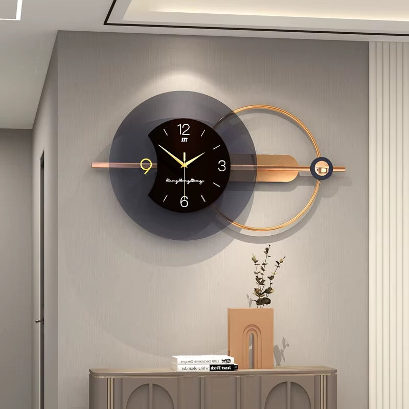 Modern Metal Acrylic Wall Clock Large Silent Wall Clock for Living Room Bedroom Office Decorative Geometric Wall Art Home Decor