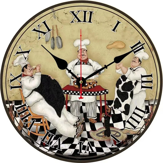 Bread Chef Vintage Wall Clock Modern Design Living Room Bedroom Office Decoration Kitchen Clock Art Wall Watch Home Decor