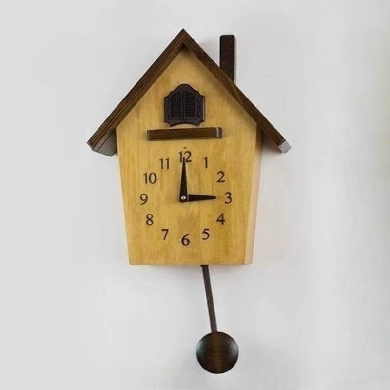 Wooden Vintage Living Room Cuckoo Clocks Pendulum Nordic Simple Modern Bedroom Wall Watch Classic Household Creative Wall Clocks