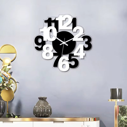 Arabic Numerals Black and White Splicing Clock Modern and Simple Digital Wall Clock Home Decoration Silent Wall Clock