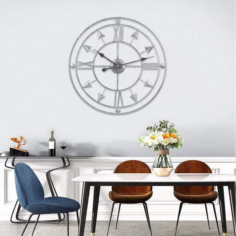 Wrought Iron Wall Clock for Living Room, Home Warm Decoration, Retro Silent Clock