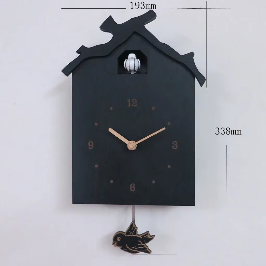 1PC Creative Elegant Cuckoo House Hanging Clock Wall Clock Wooden Clock with Chime and Pendulum for Home Office Living Room
