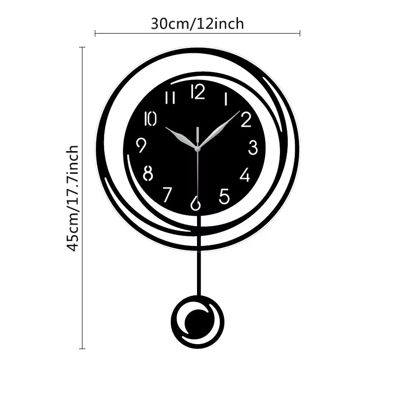 Circular Hollow Swinging Wall Clock with Arabic Numeral Scale Clock, Living Room, Bedroom, Office, Home Decoration Clock