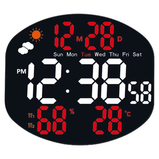 Multi-Functional Large Display Digital Clock Remote Control Mirrored LED Wall Clock Standing/Hanging Humidity/Temp Display