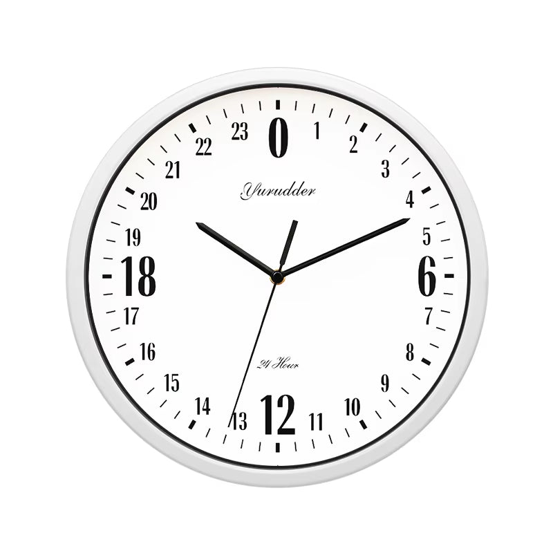 Newest 24 Hour Dial Design 12 Inches Step Metal Frame Modern Fashion Decorative round Wall Clock