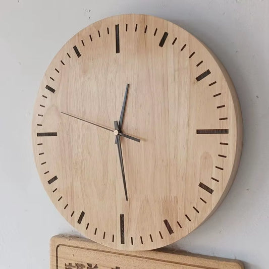 Solid Wood Simple Mute Wall Clock Living Room Decorative Wall Clock Creative Home Chinese Log Wind Wall Clock