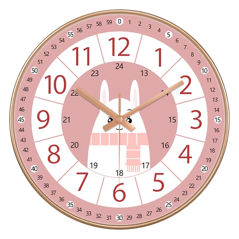 24 Style 8 Inch Early Childhood Education Clock Mute Home Living Bedroom Wall Punch-Free Battery Powered Electronic Color Clock