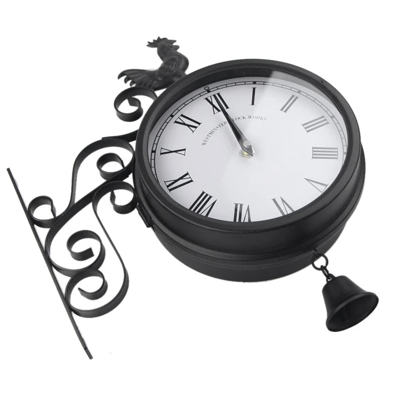 Horloge Murale De Station De Jardin En Plein Air, Double Face, Coquelet, Vintage, Rétro, Décoration D'Intérieur