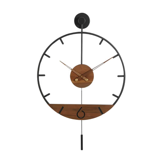 Walnut Decorative Clock Living Room Modern Background Wall Hanging Clock