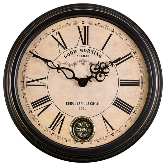 Pendulum Noiseless Living Room Luxury Clocks Retro Vintage Wall Clock Pendulum Elegant Design Bedroom Clocks Classic Home Decor