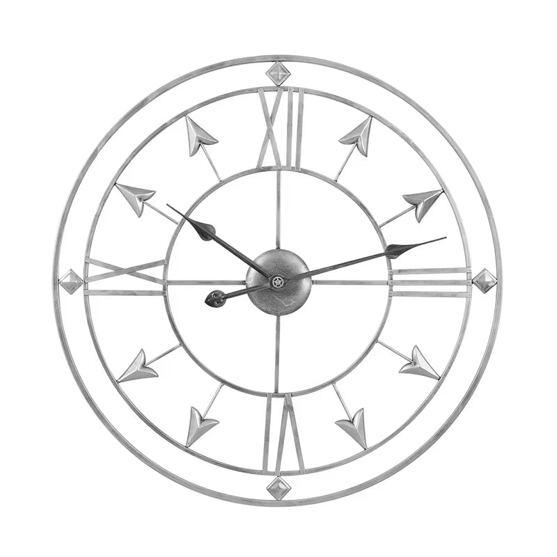 Wrought Iron Wall Clock for Living Room, Home Warm Decoration, Retro Silent Clock