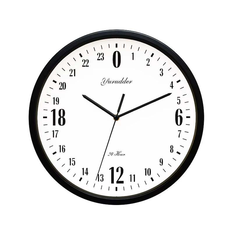 Newest 24 Hour Dial Design 12 Inches Step Metal Frame Modern Fashion Decorative round Wall Clock