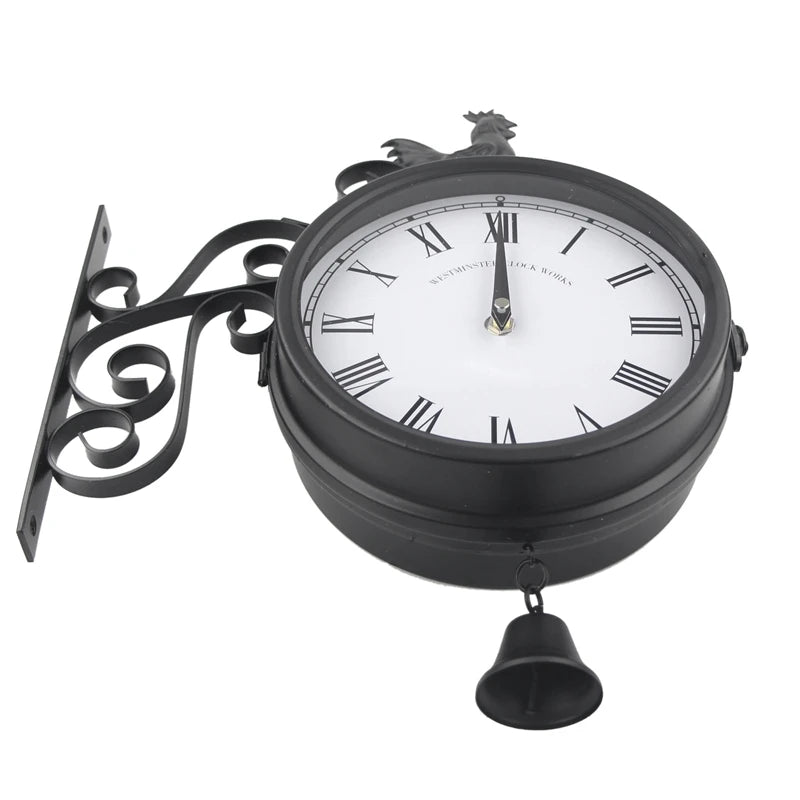 Horloge Murale De Station De Jardin En Plein Air, Double Face, Coquelet, Vintage, Rétro, Décoration D'Intérieur