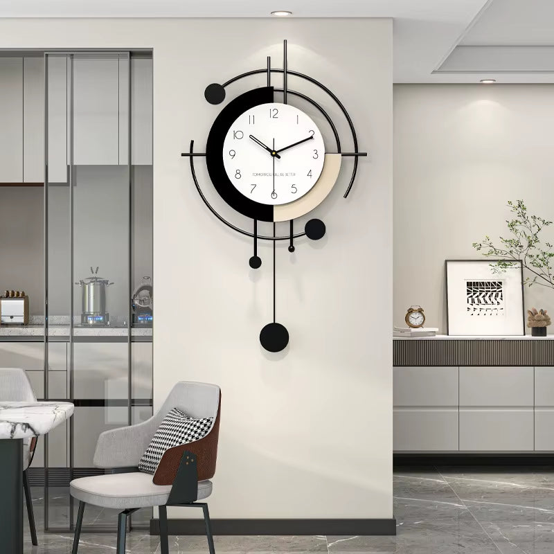 Silent Pendulum Wall Clock Modern Minimalist Creative Elegant Home Decor for Living Dining Room Wall Mounted