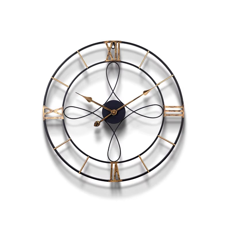 Simple and Retro Iron Wall Clock without Drilling, Silent Clock, Wall Mounted Clock